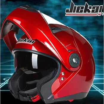 

2018 Free shipping JIEKAI Full face Double lens Motorcycle helmets Flip Up Motorbike Off-road racing helmet