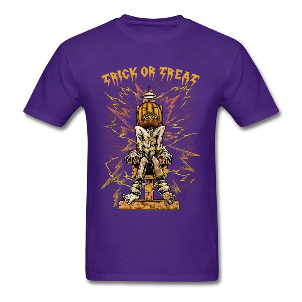 Trick or Treat T-Shirt Short Sleeve Party Latest Men's Summer Tops Shirts Party Tee Shirt O Neck 100% Cotton Fabric Trick or Treat purple