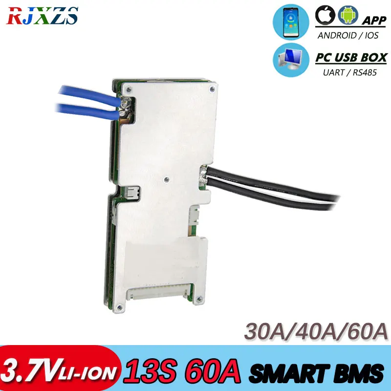 BMS 13S 60A/50A/40A/30A active bms bluetoothLi ion smart pcm с приложением android Bluetooth UARTbms wi Fi (приложение)