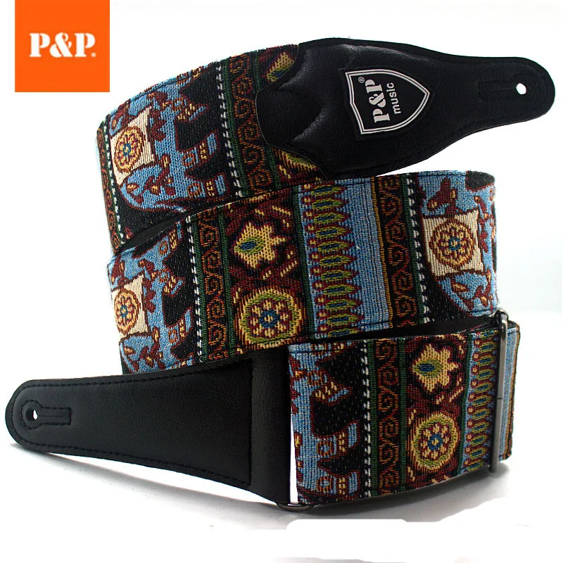 P&P Adjustable Cotton Embroidered Guitar Strap Belt Widening and Thickening for Electric /Acoustic Guitar Bass Guitar Belt 150cm