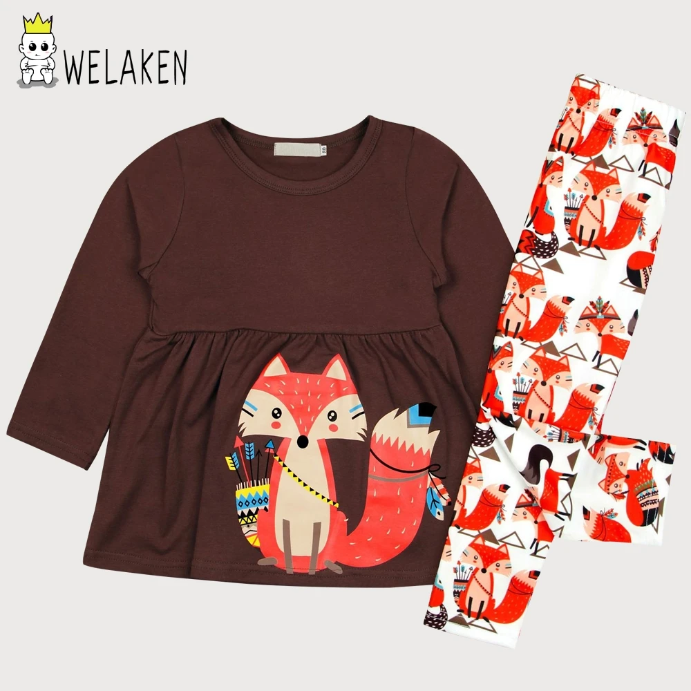 Diamondo 2pcs//Set Baby Girl Romper Fox Print Long Sleeve Pants Tops Kids Clothes