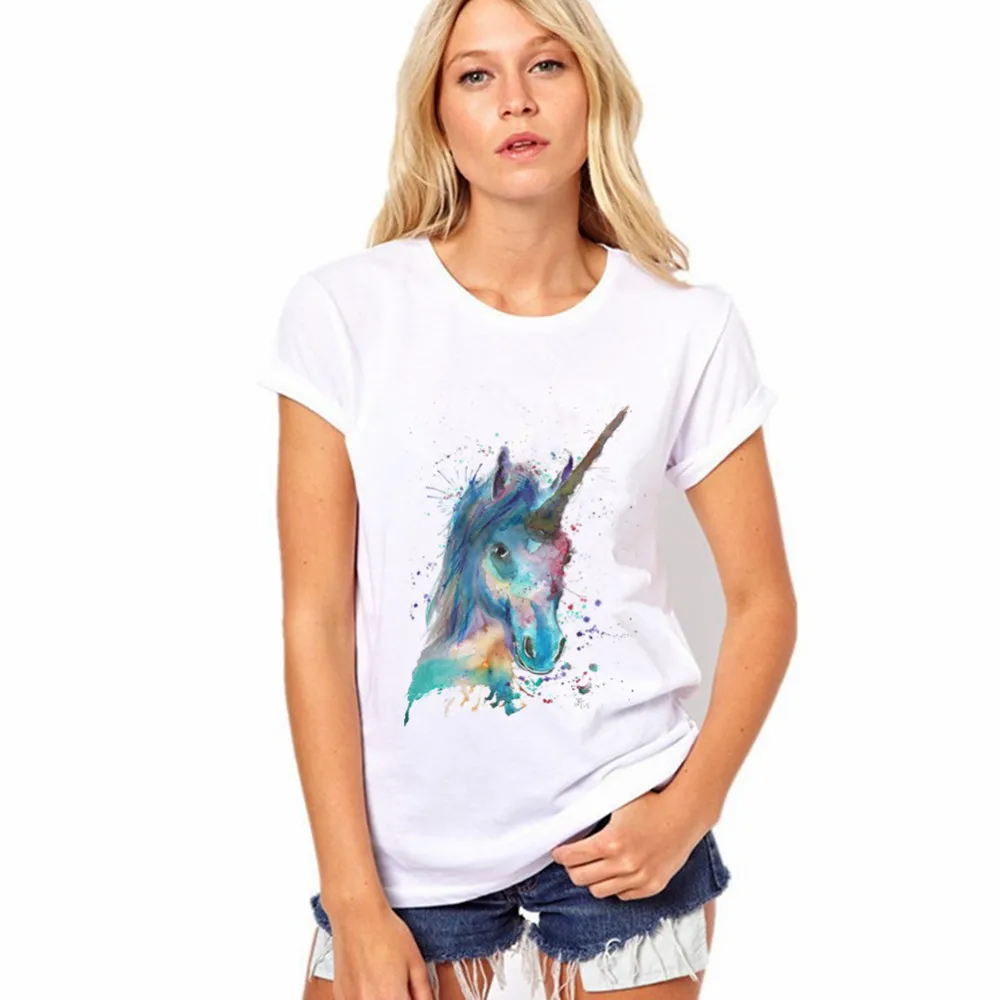 2017 Hot Sale New Fashion Unicorn Print Funny Tshirt Women Casual Shirt For Lady Fashion Harajuku Brand Free Shipping 6