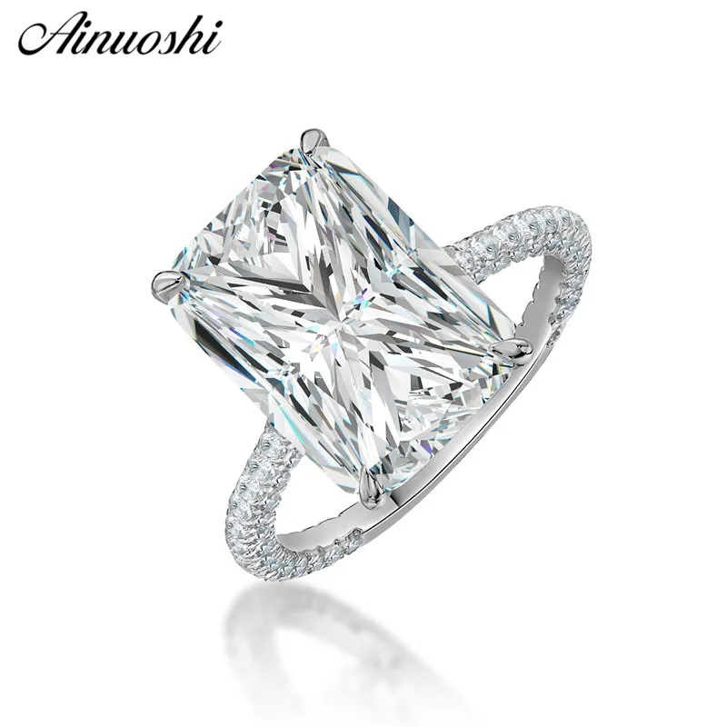 Buy AINOUSHI Fashion 925 Sterling Silver Wedding Engagement Big Rectangle Rings