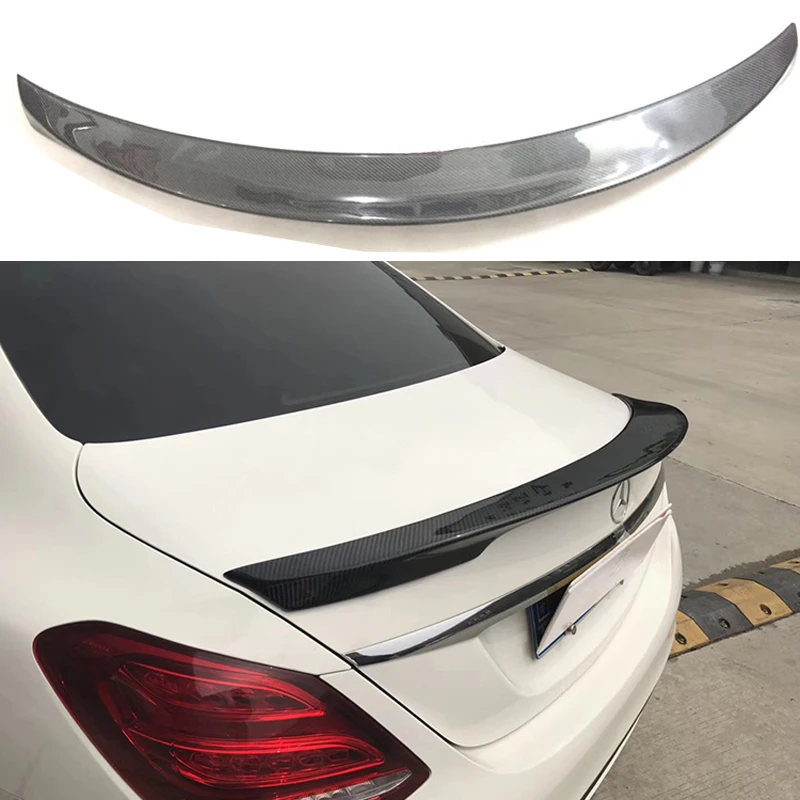 

For Benz C-Class W205 Spoiler C63 C180 C200 C220 C250 2015 2016 4Door Car Carlsson Style Carbon Fiber Rear Trunk Wing Spoiler