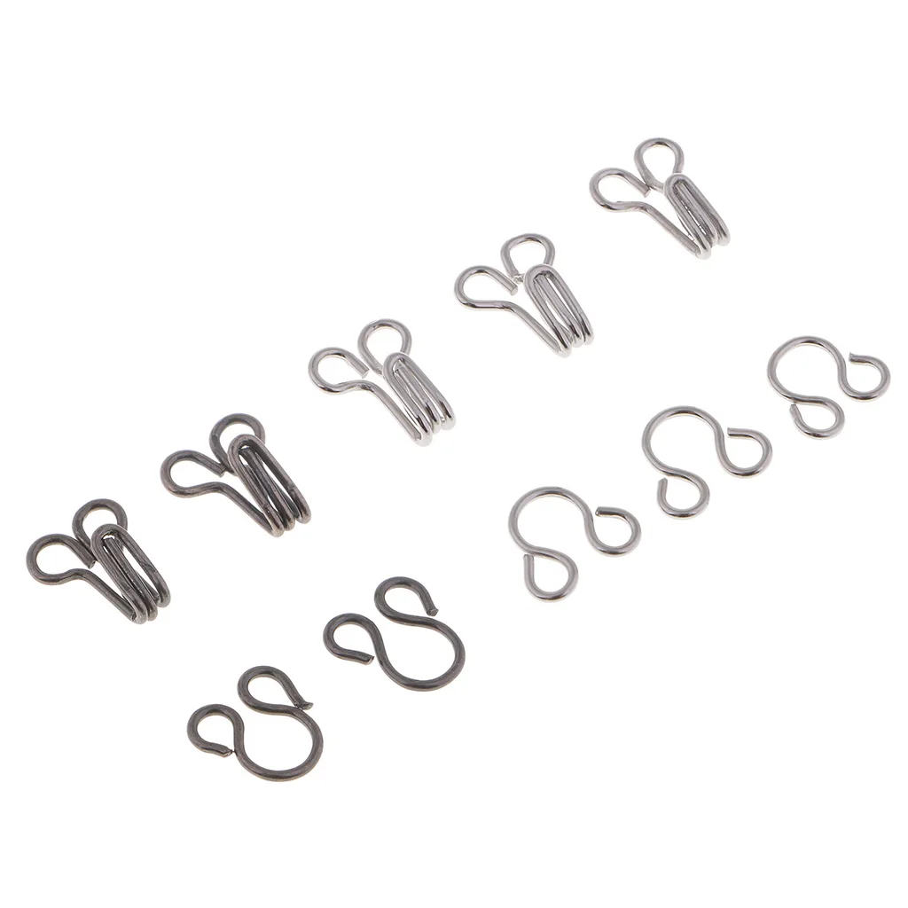 100 Sets Hook & Eye Bra Fastener Metal Dress Skirt Sew on Replacement Repair