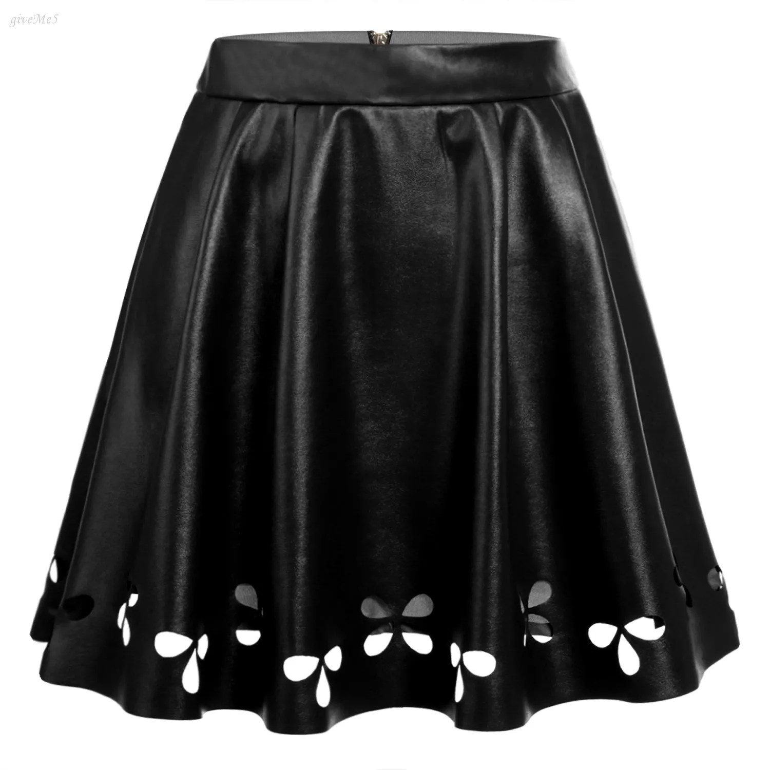 Autumn Spring Faux Leather A Line Mini Skirt PU Leather Skirts 2XL Plus Size Fashion High