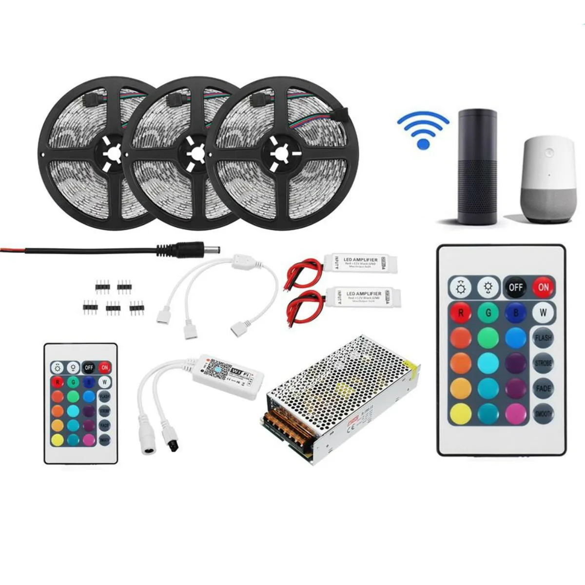 

15M 2835 RGB Flexible IP65 Waterproof Smart Wifi Control APP LED Strip Light Kit Work With Alexa AC110-240V