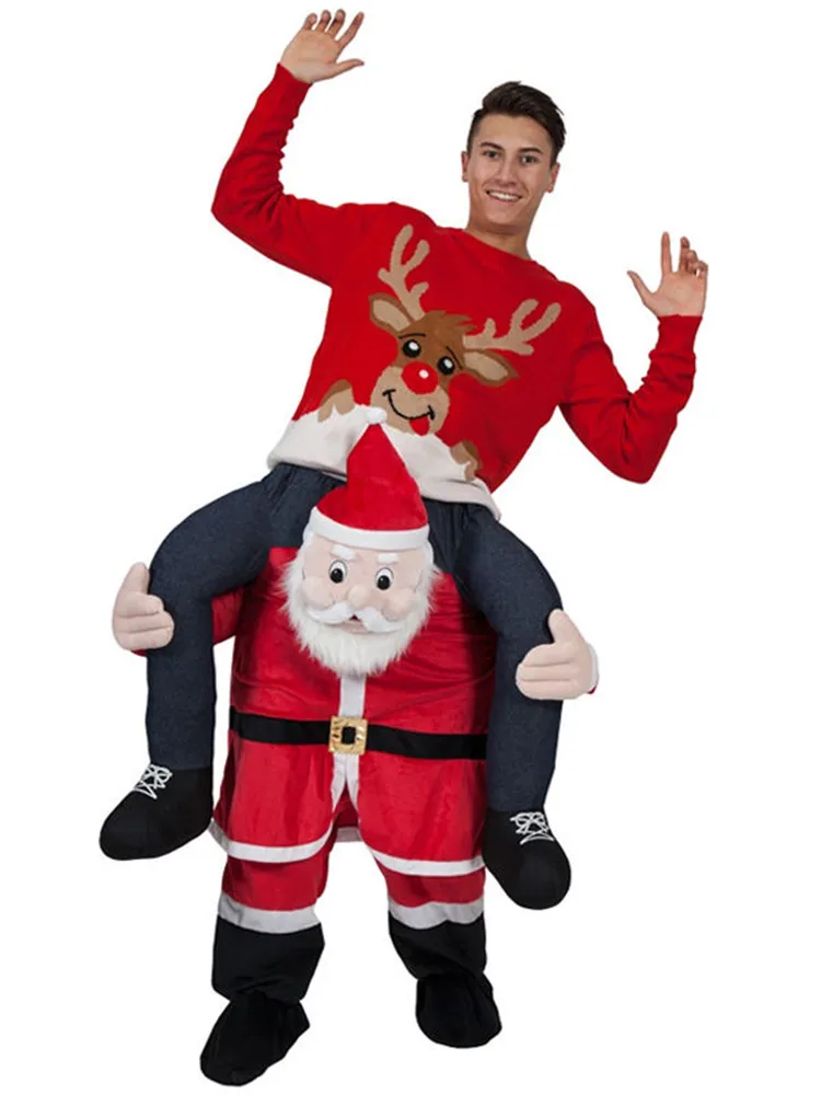 Santa Claus Cosplay Christmas Costumes Snowman Inflatable Clothes Ride On Me Carry Mascot Back Clothes Halloween Party Dress Up
