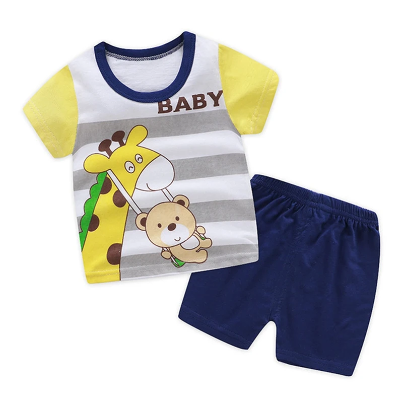 

2019 Boys Girls 2PCS Clothes Set Kids Summer Sleepwear Sets,Baby Infants T-shirt+Shorts Pant Children Clothing Set Outfits WT219