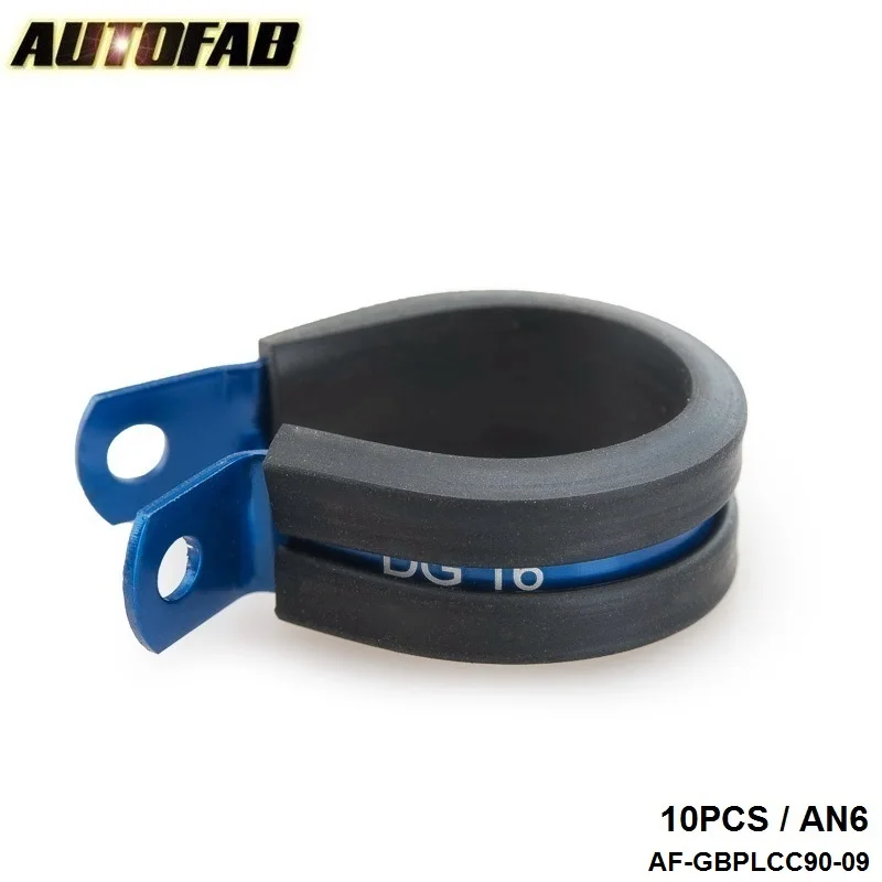 10 шт. x Алюминиевый резиновый подкладочный P Зажим ID 14,3 мм AN6 SS шланг черный/синий AF-GBPLCC90-09 - Цвет: Синий