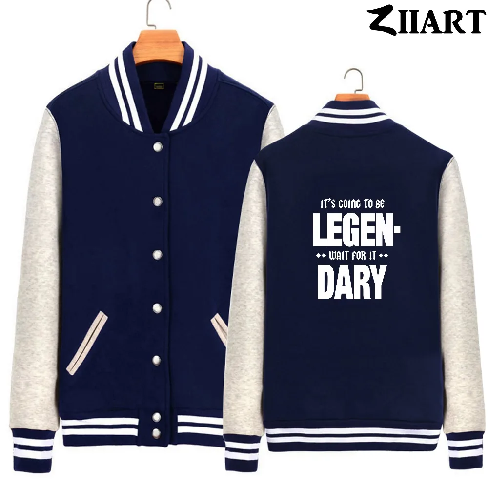 

himym black white letters it's going to be legendary wait for it Woman Full Zip Autumn Winter Fleece Baseball jackets ZIIART