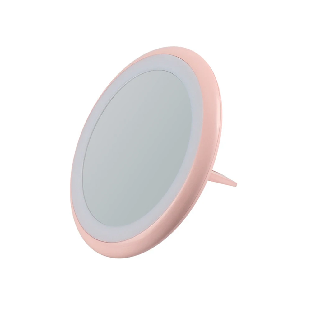 Высококачественный дизайн, складной светодиодный светильник, косметический зеркальный ремешок, кольцо на палец, подставка, ультра-тонкое поворотное кольцо, беспроводной, портативный, для путешествий - Цвет: Pink
