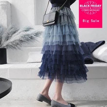 Многослойные тюлевые юбки плиссированные Женские повседневные трапециевидные оборки Высокая мода на заказ многослойная юбка-торт Saias Q05