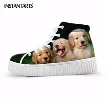 INSTANTARTS/женская повседневная обувь на плоской подошве; обувь на платформе, визуально увеличивающая рост, с принтом собаки; женская обувь с высоким берцем; sapato feminino
