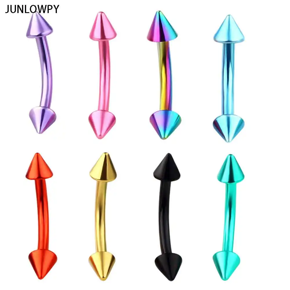 Junlowpy Stainless Steel Anodized Curved Barbell Bar Eyebrow Ring