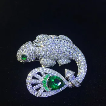 

unisex 925 sterling silver with cubic zircon lizard brooch pins for women & men jewelry luxury jewelry free shipping