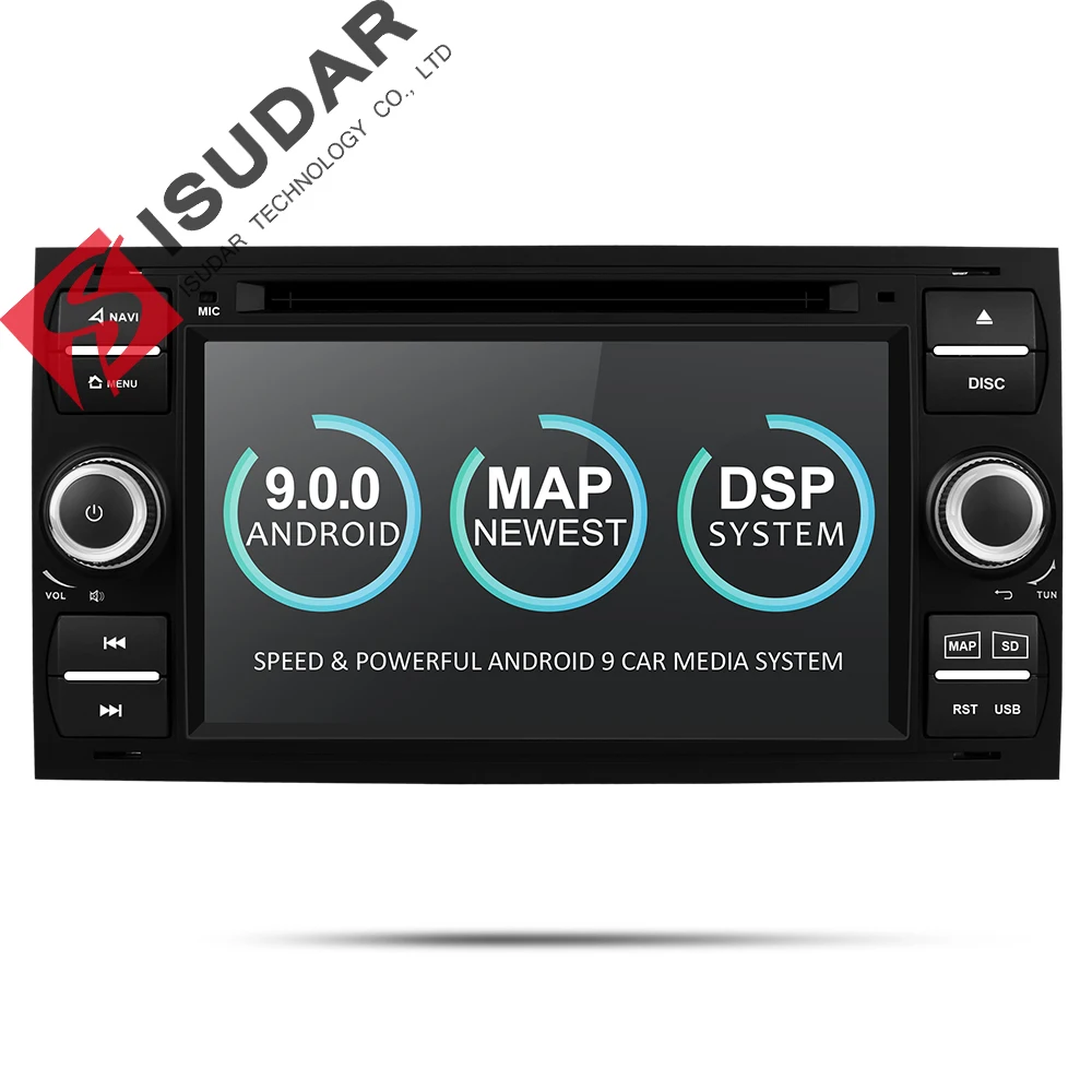 Isudar Car Multimedia Player Android 9 GPS Autoradio 2 Din 7 Inch For Ford/Mondeo/Focus/Transit/C-MAX/S-MAX/Fiesta 2GB RAM DVD