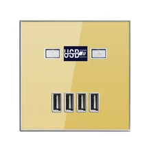 SRAN 4USB быстрый интерфейс розетка электрическая с USB огнестойкая конструкция из поликарбоната материал Золотая Панель розетка