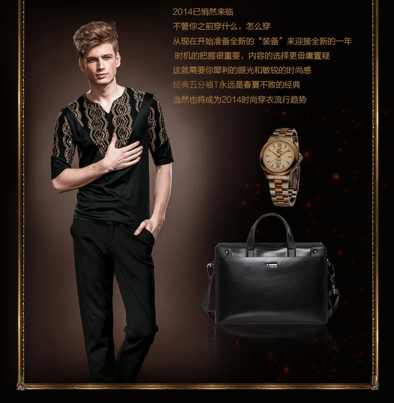 FanZhuan Новая модная повседневная мужская летняя с коротким рукавом индивидуальная Кружевная футболка 14505 дворцовый черный хлопок