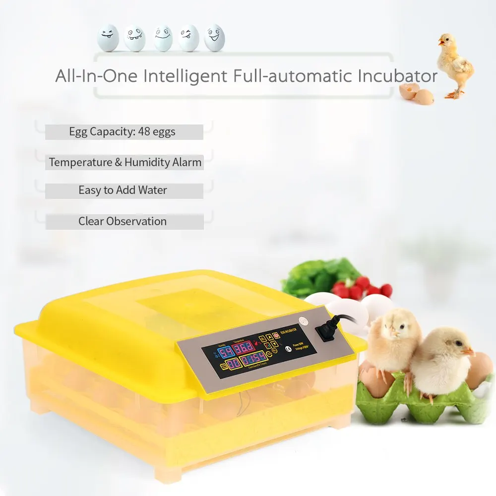 48-Eggs Intelligent Automatic Egg Incubator Temperature Control Hatcher for Hatching Chicken Duck Bird Quail Poultry 48-Eggs Intelligent Automatic Egg Incubator Temperature Control Hatcher for Hatching Chicken Duck Bird Quail Poultry