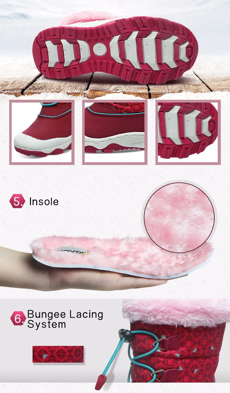Uovo/брендовые новые плюшевые зимние ботинки для девочек; теплая зимняя повседневная обувь; Нескользящие Детские школьные ботинки; Botte Femme Kids; Размеры 29-38