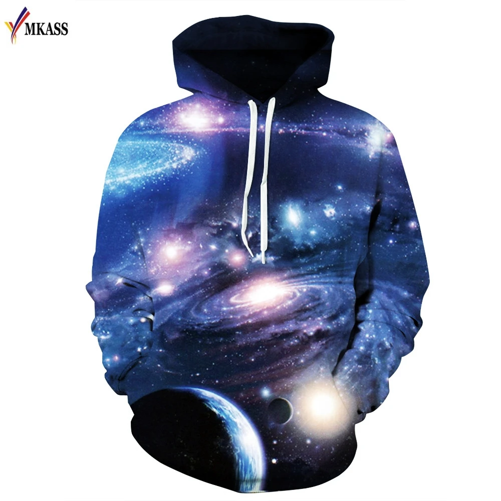 MKASS047 3d Printing Sweatshirts Hooded Men/Women Hoodies Galaxy Space Star Autumn Winter Loose Thin Hoody Tops Hot Sale