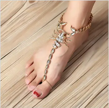 

2017 Hansel & Wang Scorpion Ankle Barefoot Sandals Foot Jewelry Leg New Anklets For Women To Beach Chain Ankle A001