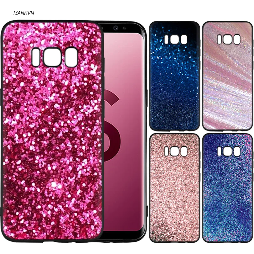 

Glitter Abstract Pattern Black Silicone Case Bag Cover for Samsung Galaxy S9 S8 Plus S7 S6 Edge S9+ S8+ Phone Soft Shell Coque