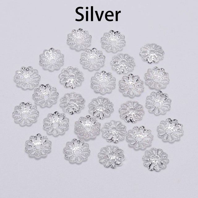 7 9mm  Gold Flower Petal Beads Caps Bulk End Spacer Charms Bead Caps For Jewelry Making Accessories DIY Supplies