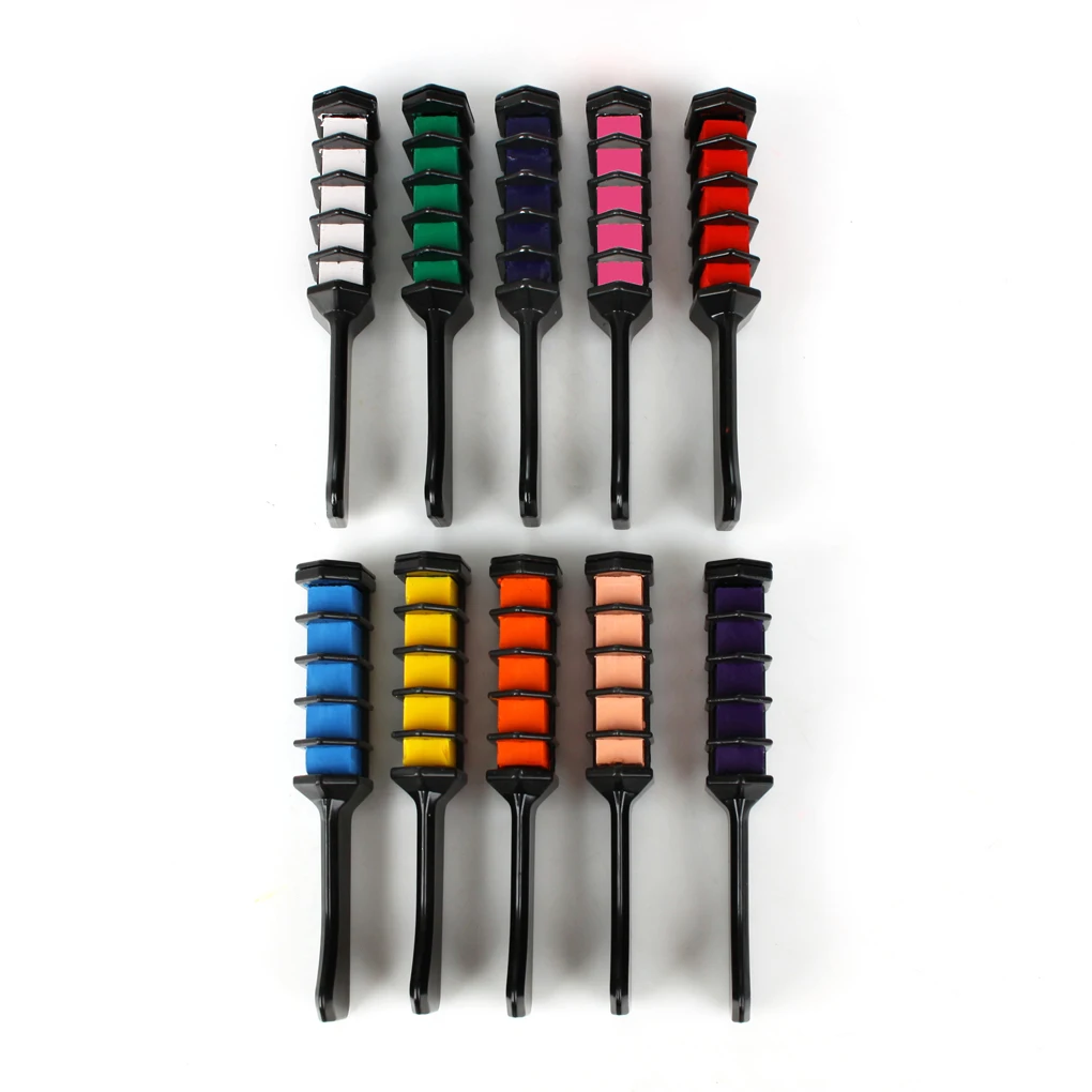 

New Portable 10 Colors Temporary Mini Disposable Crayons Hair Color Dyeing Mascara Dye Chalk Box With Brush