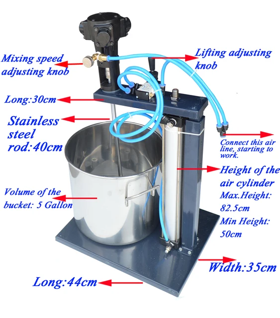 5 Gallon Pneumatic Mixer with Stand Tank Barrel Paint Mix Tool Air