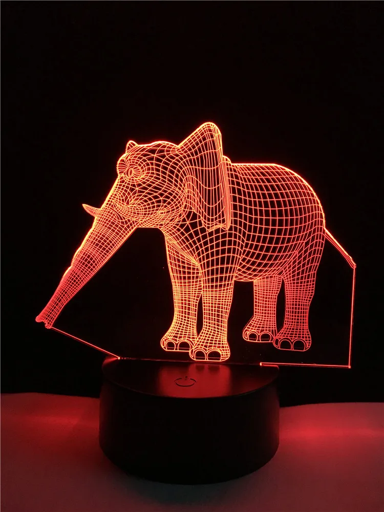 Animal Thailand Elephant 3D Lamp RBG LED USB Illsuion Mood Night Light Multicolor Touch Remote Luminaria Holiday Home Decorative