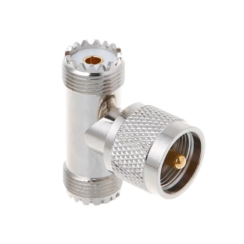 

T Shape UHF Male PL259 To 2 UHF Female SO239 Triple RF Connector 3-way Coaxial Adapter