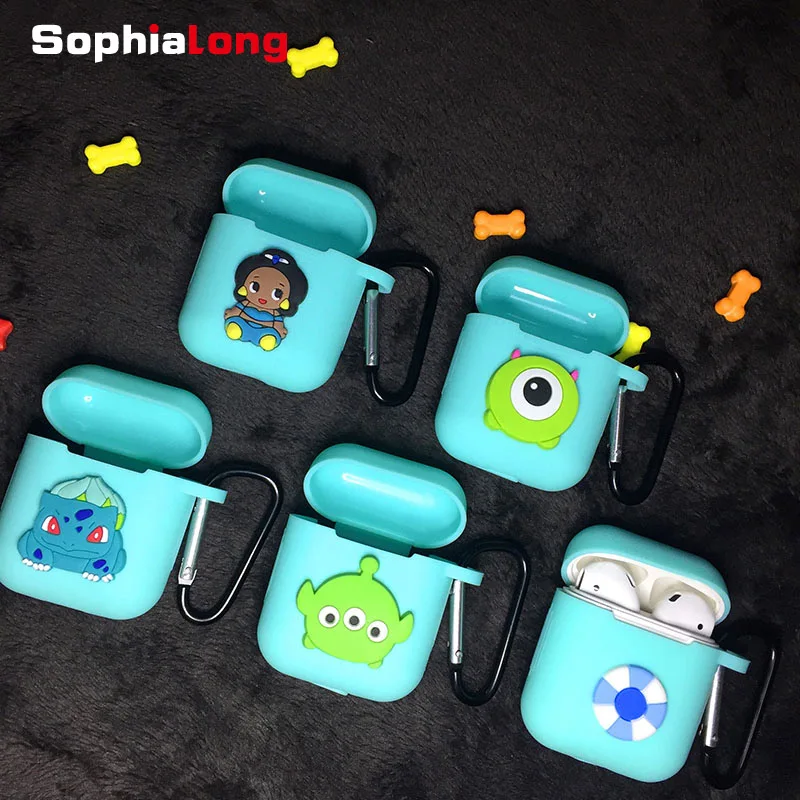 

Cute Cartoon DIY Silicone Case for Apple Airpods Accessories with hook for i10 TWS iX Bluetooth Earphone Protective Cover Bags