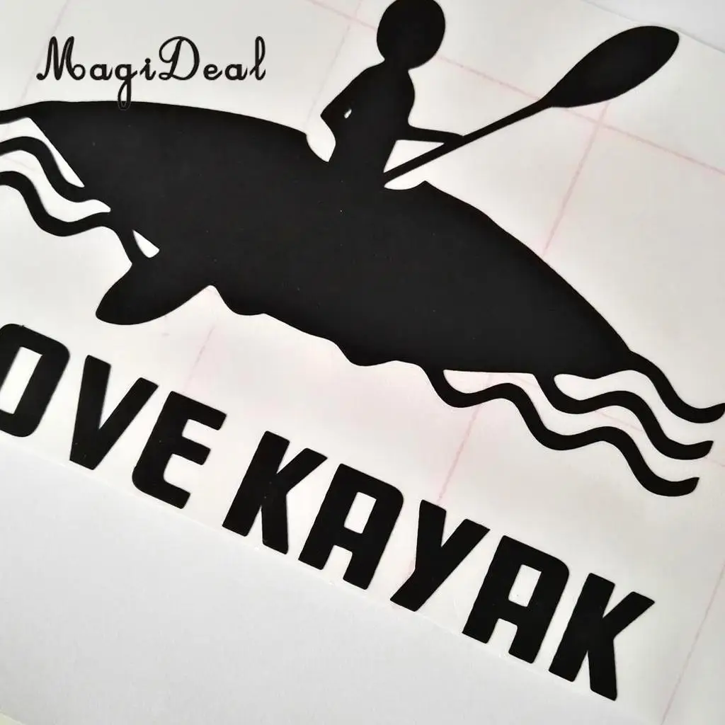 MagiDeal Waterproof 1Pc I LOVE KAYAK Kayak Canoe Stickers for Rowing Boat Funny Decal Cars Window Outdoor Surface Applications