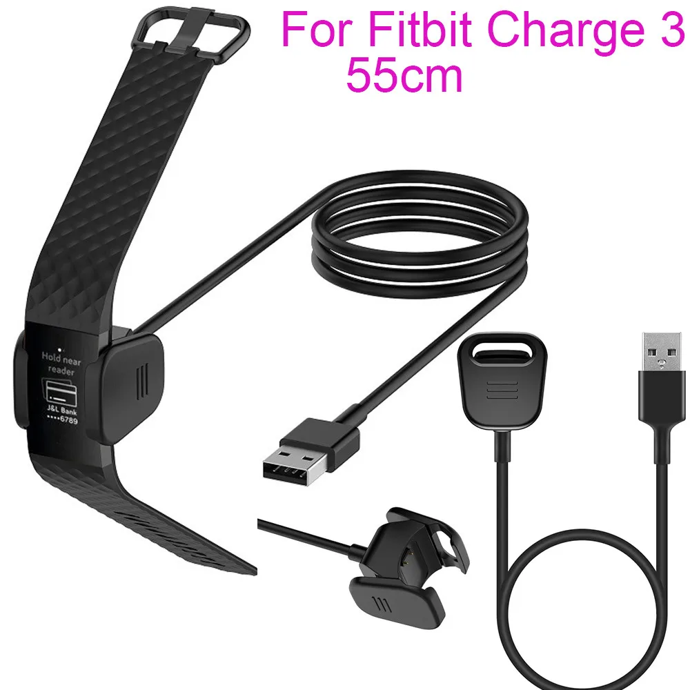 

NEW Smartwatch Smartband Durable For Fitbit Charge 3 Replacement USB Chargers Charging Dock Cables 55cm Smart Watch