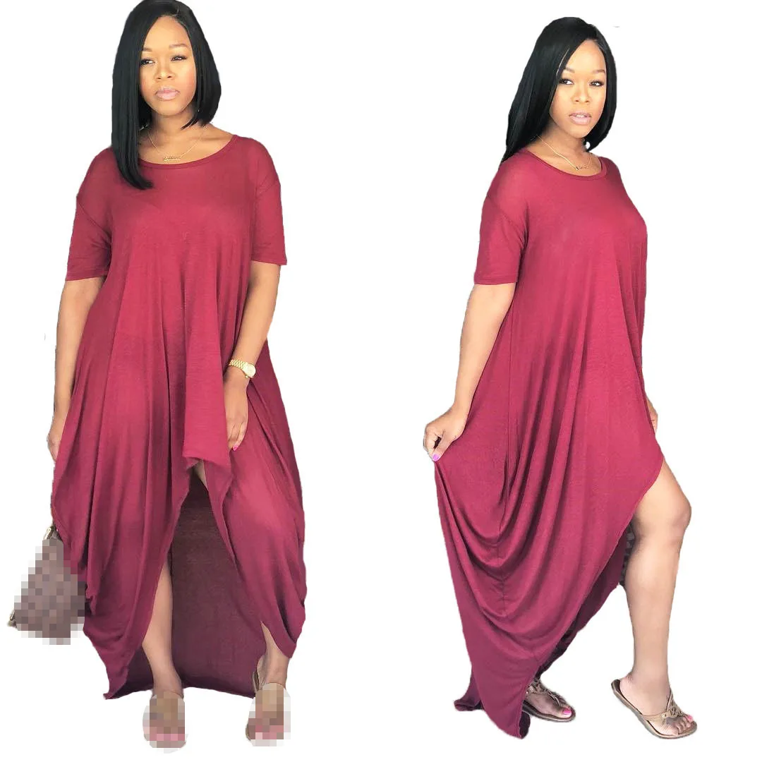 Женское платье vestidos длинное с круглым вырезом коротким рукавом летние платья