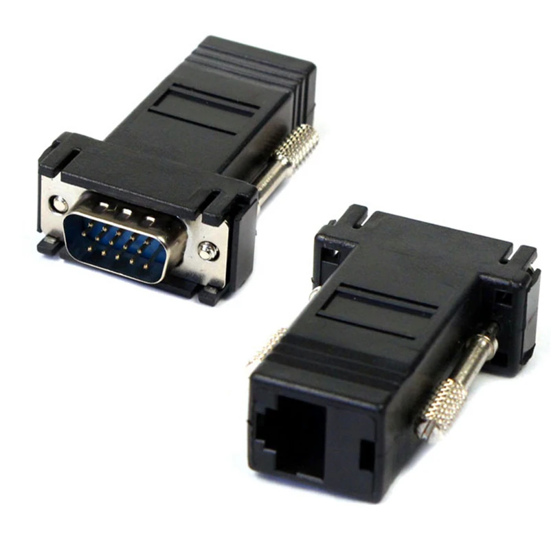 

Overmal 2018 New VGA Extension Extender Cord Male To Lan Cat5 Cat5e RJ45 Ethernet Female Adapter for PC Desktop Computer#25