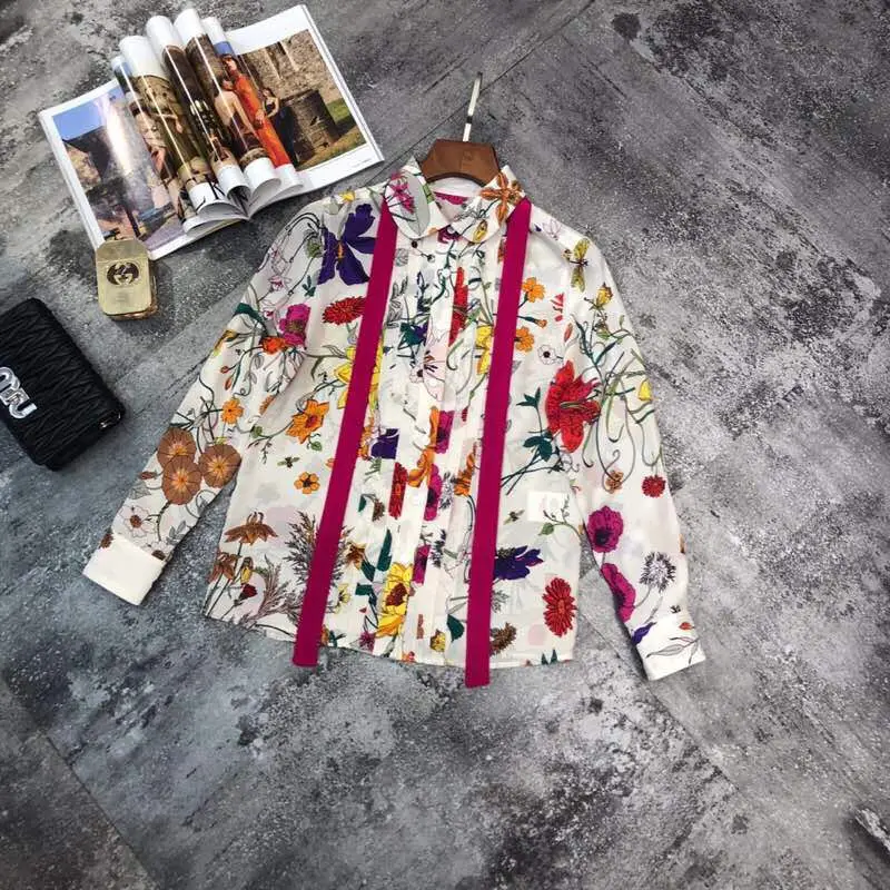

Fashion women's Blouses & Shirts 2019 Runway Luxury famous Brand European Design party style women's Clothing WD04110
