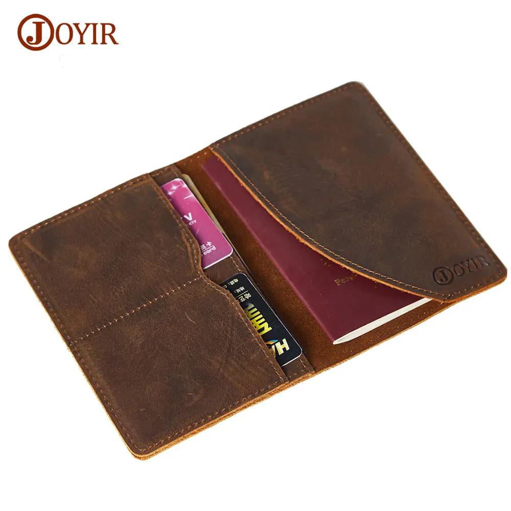 Joyir Vintage Men Genuine Leather Passport Cover Travel Passport Holder