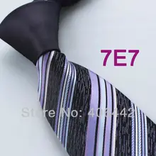 Coachella Для мужчин Галстуки Темно-Фиолетовый Узел контрастный черный фиолетовый полосы тканые Средства ухода за кожей шеи галстук формальный Средства ухода за кожей шеи галстук, чтобы соответствовать платье рубашки Свадебные