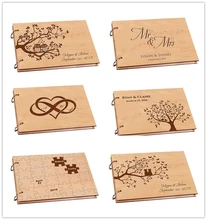 Álbum de fotos personalizado do casamento, livro de visitas rústico do casamento de madeira, álbum de scrapbook a4 de diy para a assinatura, livro do bebê, decoração do casamento