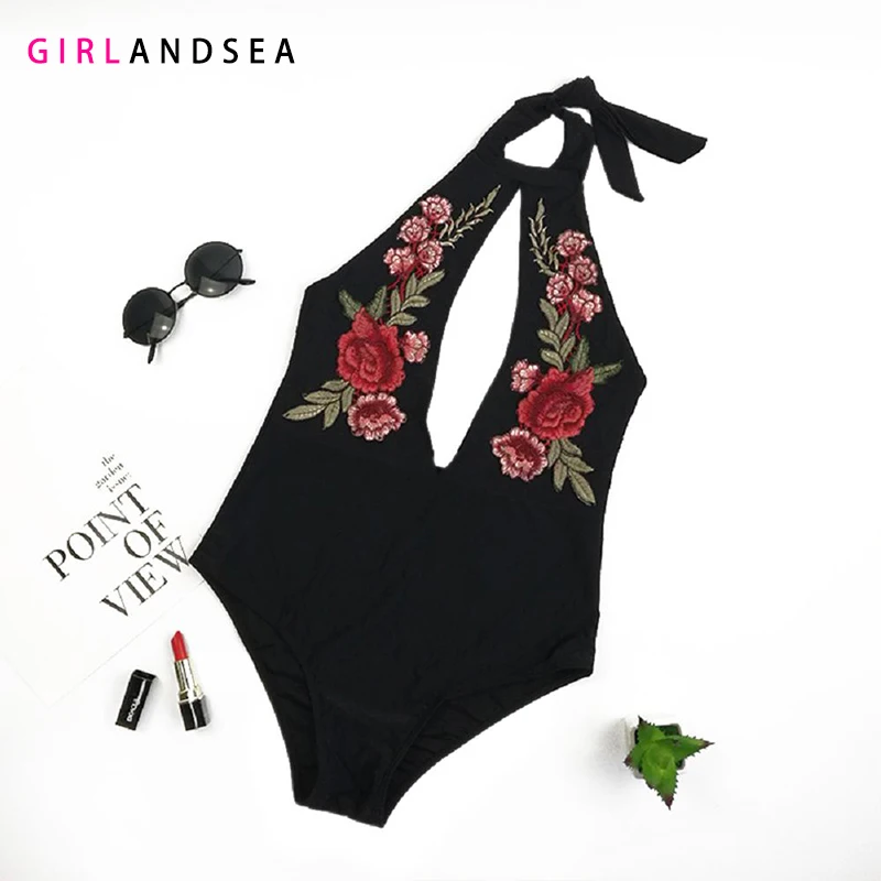 

GIRLANDSEA New 2019 One-pieces Swimsuit Embroidered Swimsuit