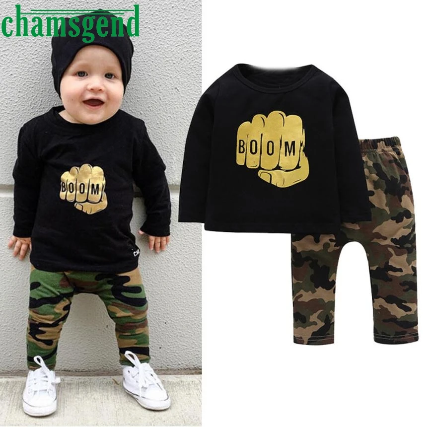 

kids clothing set Letter Camouflage Tops+Pants 2pcs Outfits Clothes Set Baby Boy Clothes Winter 2017 P30 fashion children db21
