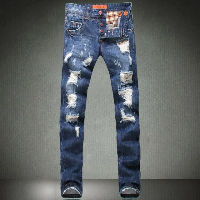 baggy designer 2014 new korean men skinny jeans fashion ripped mens ...