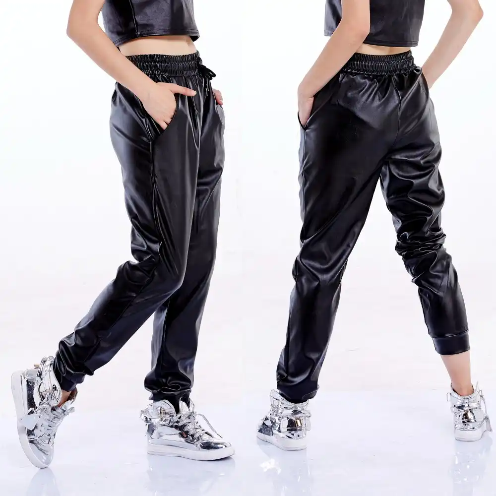 faux leather joggers womens