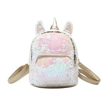 

Mini Shining Sequins Backpack Teen Girls Mini Travel Shoulder Bags for Children Female Casual Lovely Bling Sequins Unicorn Bag