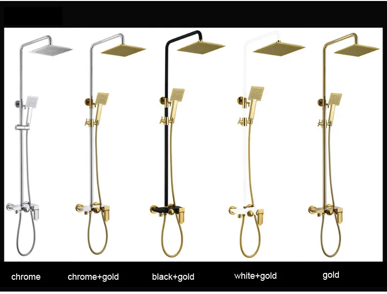 Сантехники черного и золотого цвета меди всплеск все три функции лаком, что испечь проведения большой смеситель для душа комплект холодной