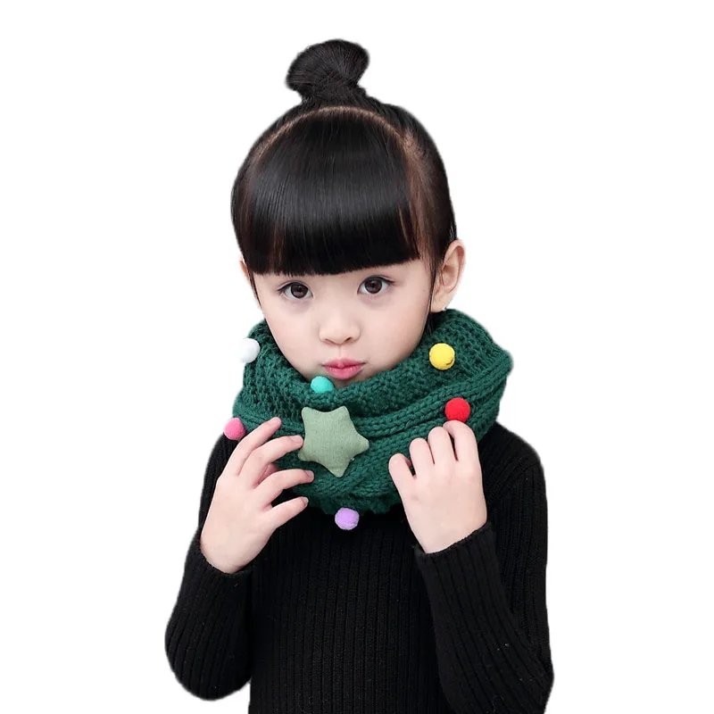 Коллекция года, Модный осенне-зимний шарф для детей, вязаный шарф для малышей, плотный шарф с воротником для мальчиков и девочек, теплые хлопковые шарфы унисекс с круглым вырезом