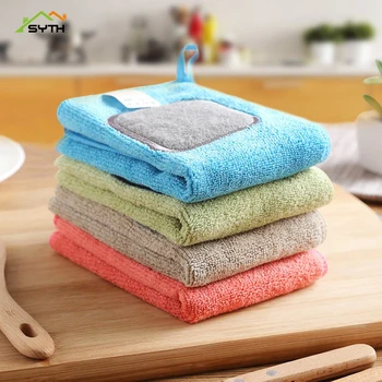 

SYTH PM Series High Quality Double Layers Thickened Dishcloth Reusable Microfiber cleaning cloth kitchen towel Wipe Scouring Pad
